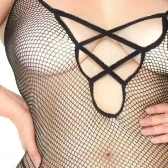 Frederick's of Hollywood VintageFishnet Bodysuit Black S, M - Picture 1 of 8